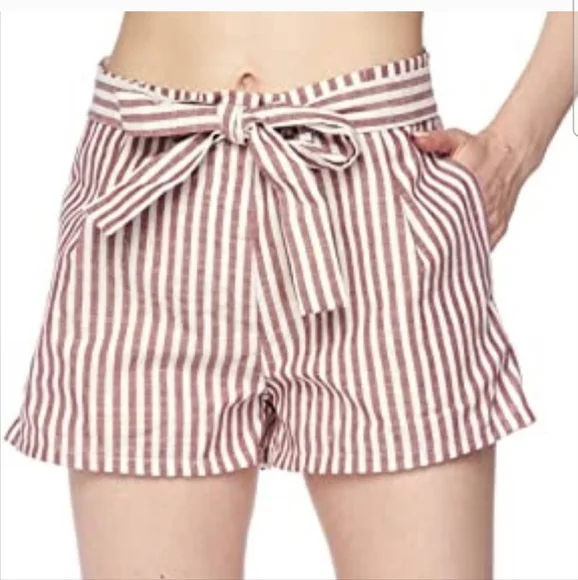 Love Tree Striped Paper Bag Shorts. Size M - Picture 1 of 10